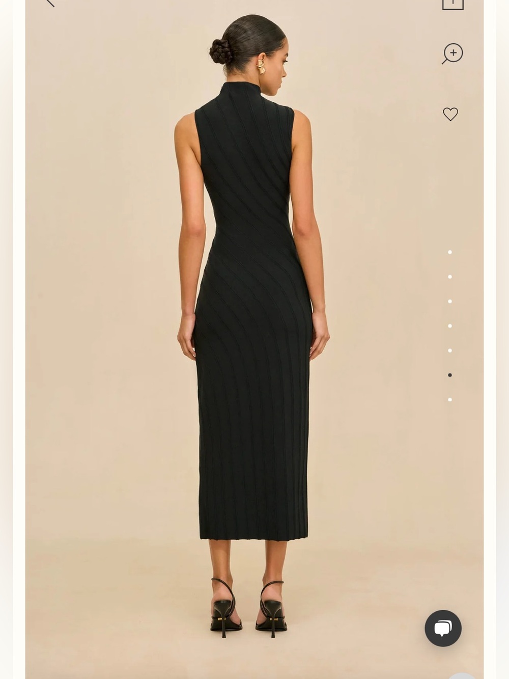 new Cult Gaia Jessica knit curved line high neck gold emblem midi dress in black - Picture 2 of 10